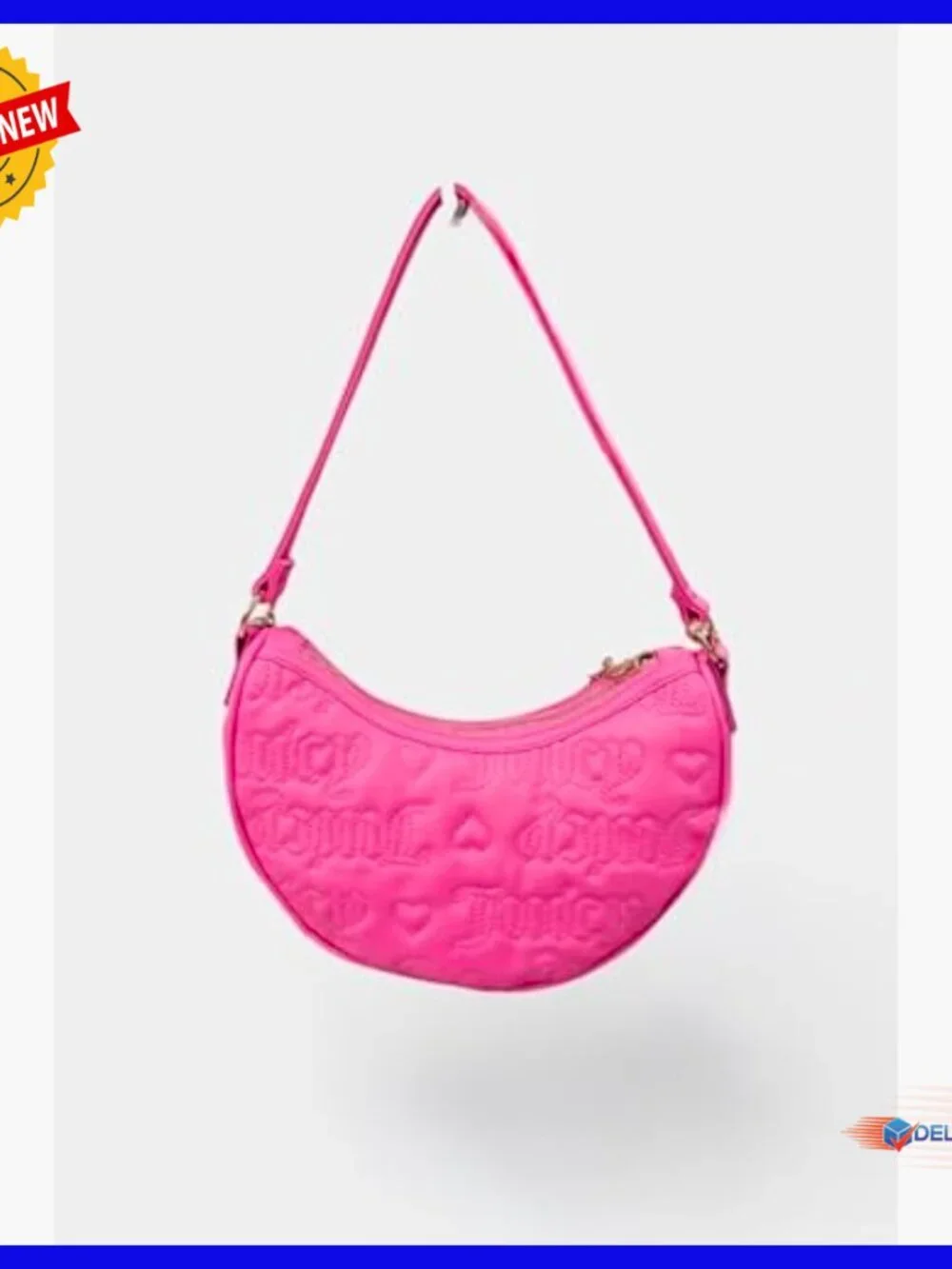 Mini Hobo Bag with Adjustable Crossbody Strap, Gold Hardware, Embossed Logo - Picture 5 of 5